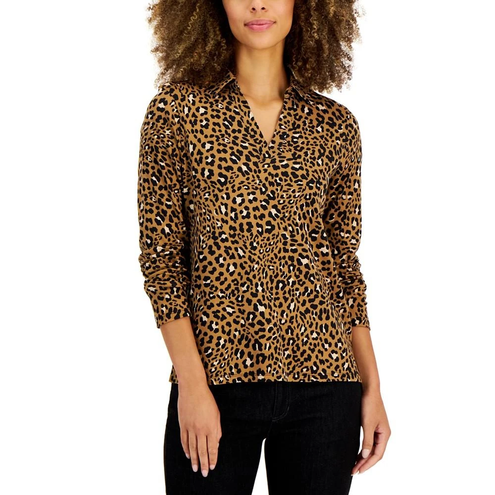 商品Charter Club|Petite Feline Spots Print Top, Created for Macy's,价格¥75,第1张图片