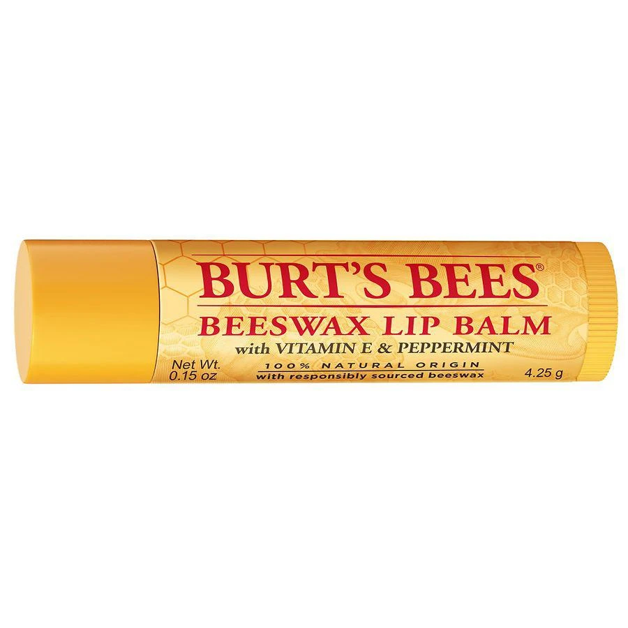 商品Burt's Bees|100% Natural Origin Moisturizing Lip Balm with Vitamin E & Peppermint Oil, Beeswax,价格¥34,第5张图片详细描述
