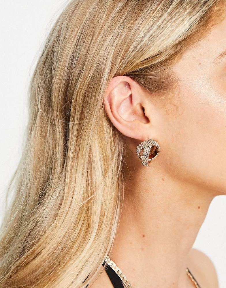 商品River Island|River Island texture crossover stud earrings,价格¥36,第4张图片详细描述
