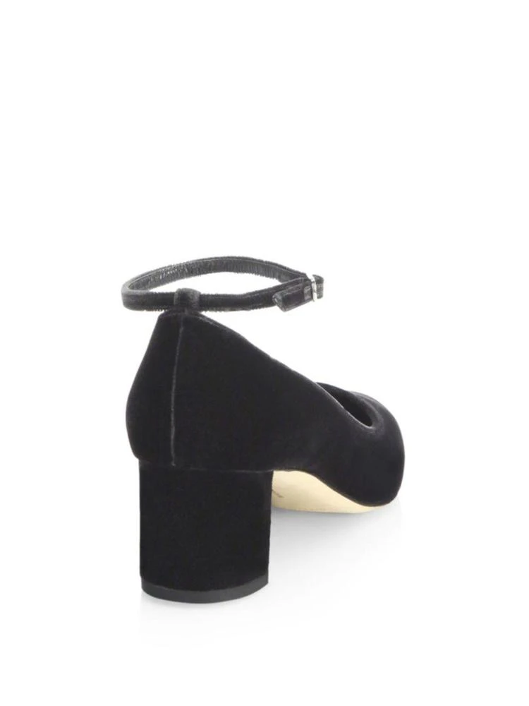 商品Manolo Blahnik|Listony Strap 50 Velvet Block Heel Pumps,价格¥1653,第2张图片详细描述