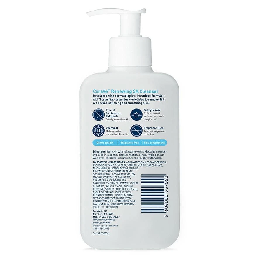 商品CeraVe|Salicylic Acid Face Wash with Hyaluronic Acid, Renewing SA Cleanser,价格¥134,第2张图片详细描述