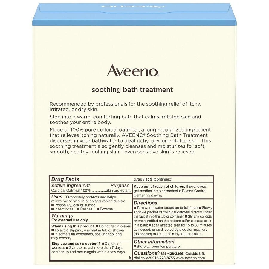 商品Aveeno|Soothing Bath Treatment, Colloidal Oatmeal Skin Protectant Single Use Packets,价格¥76,第4张图片详细描述