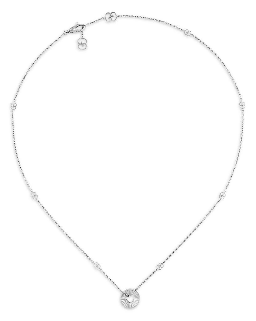 18K White Gold Icon Heart & Double G Pendant Necklace, 40"-42"商品第1张图片规格展示