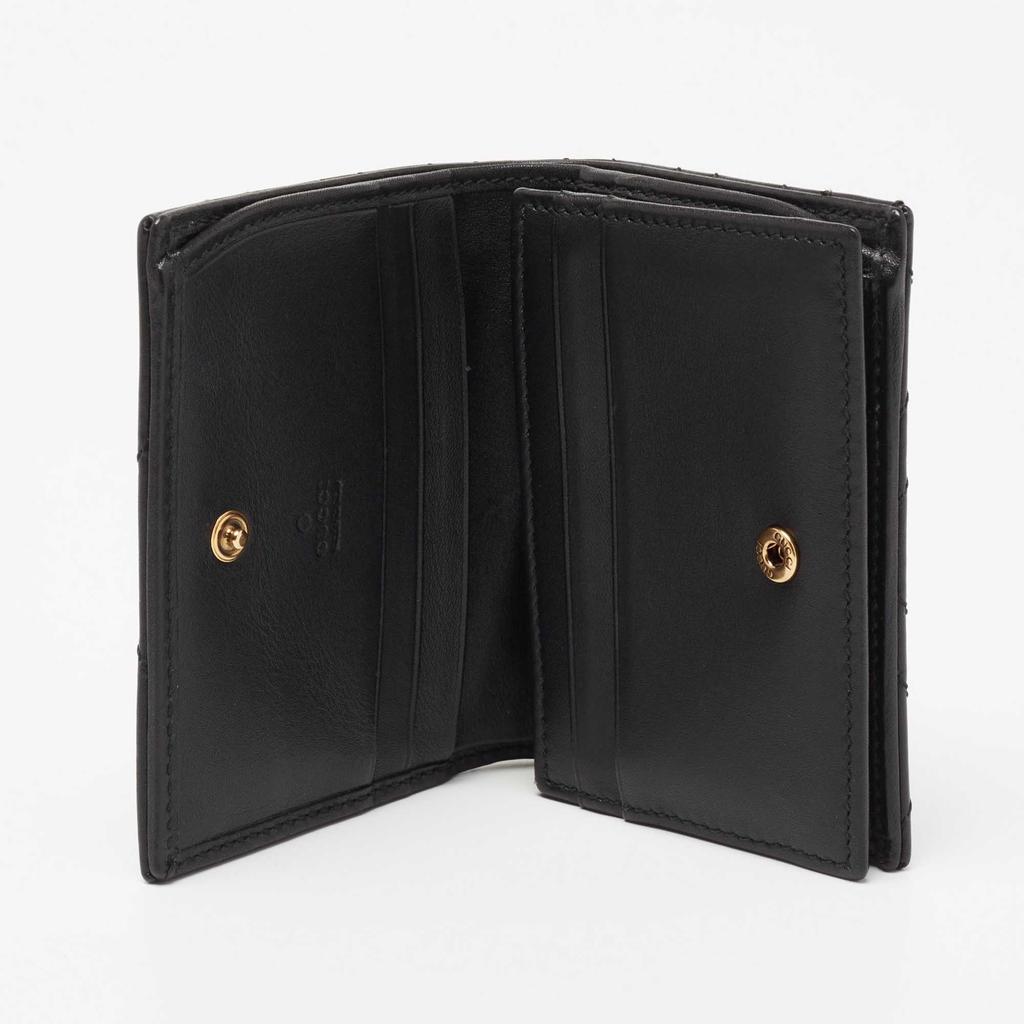 Gucci Black Matelasse Leather GG Marmont Card Case商品第2张图片规格展示
