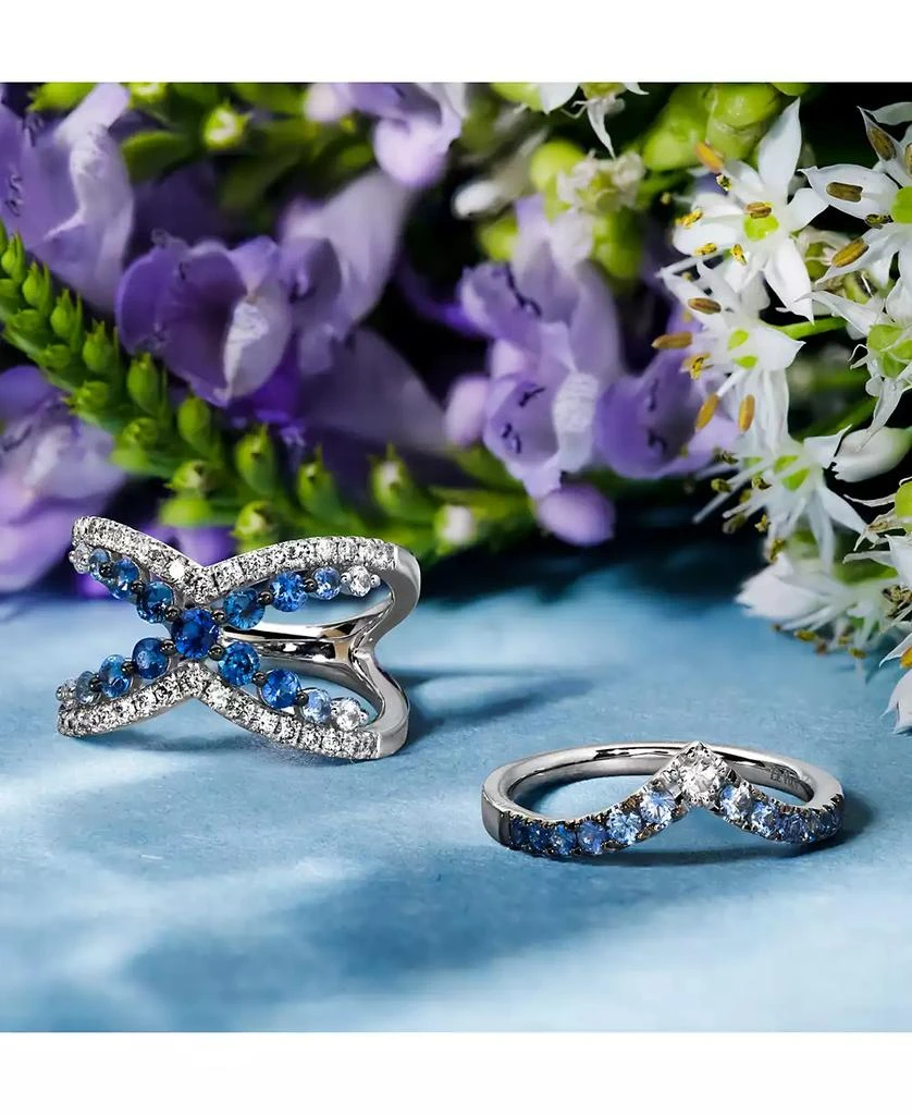 商品Le Vian|Denim Ombré (1/3 ct. t.w.) & White Sapphire (1/10 ct. t.w.) V Ring in 14k White Gold,价格¥3662,第4张图片详细描述