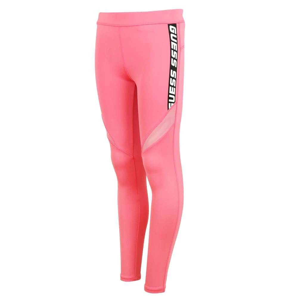 商品GUESS|Coral Pink Mesh Detail Logo Tape Leggings,价格¥101,第2张图片详细描述