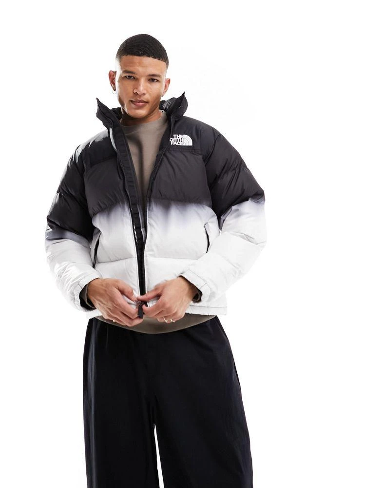 商品The North Face|The North Face '96 Retro Nuptse down puffer jacket in black and white dip dye,价格¥3196,第1张图片