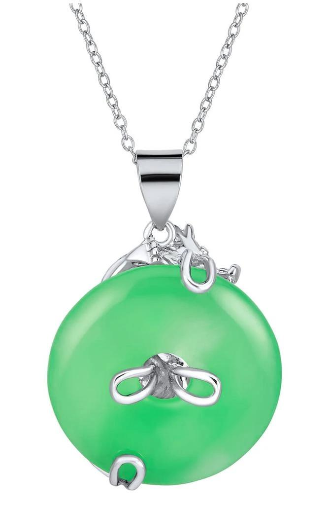 商品BLING JEWELRY|Sterling Silver Round Jade Dragon Pendant Necklace,价格¥435,第2张图片详细描述