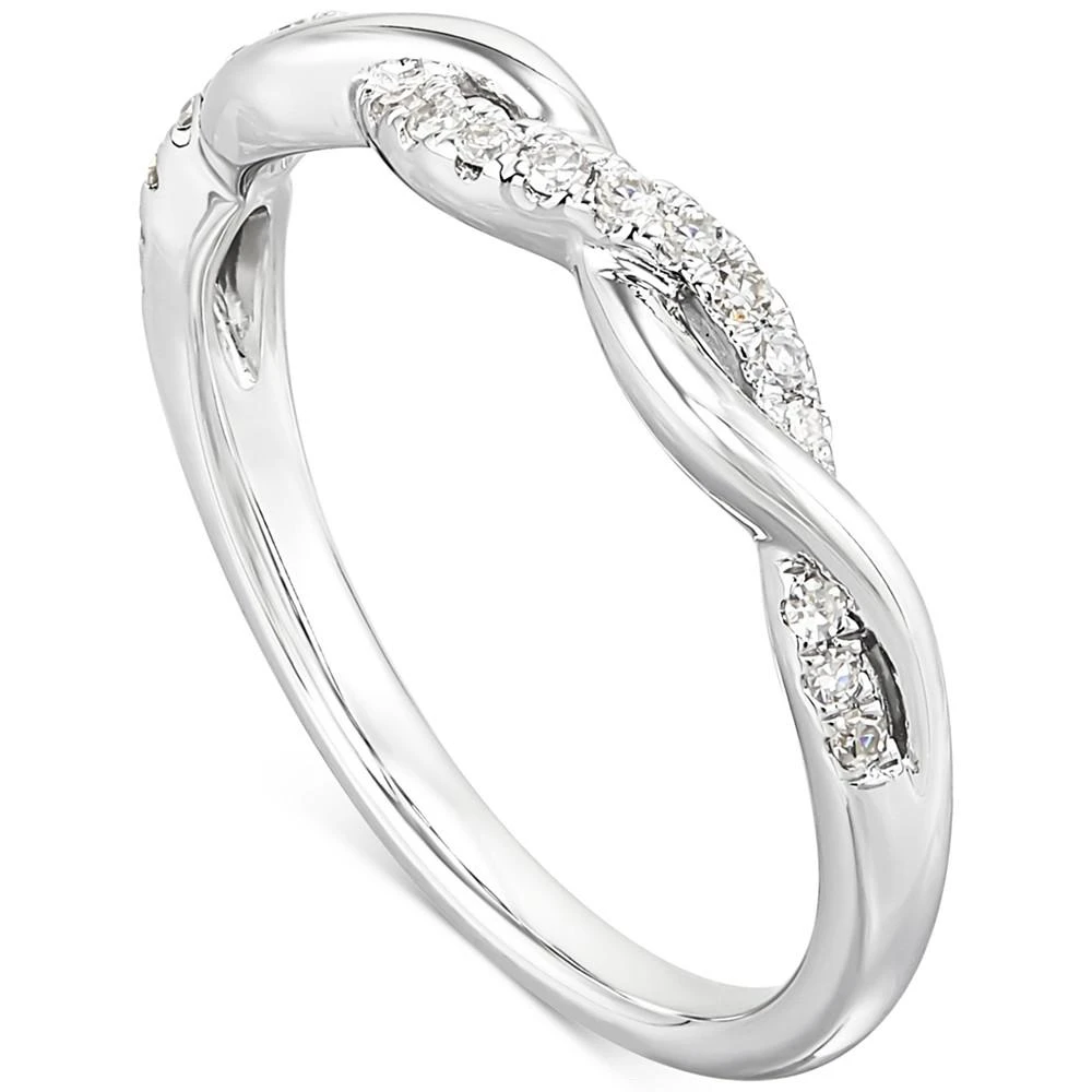 商品Macy's|Diamond Twist Wedding Ring (1/8 ct. t.w.) in 10k White Gold,价格¥8364,第1张图片