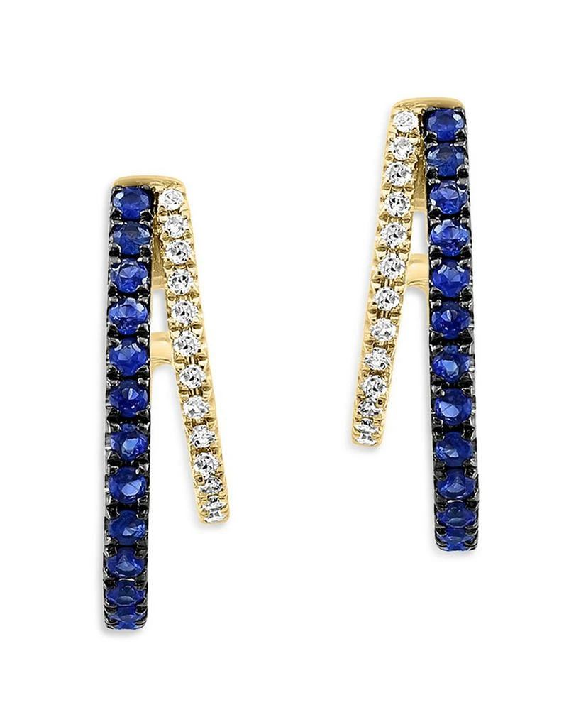 商品Bloomingdale's|Sapphire & Diamond Graduated J Hoop Earrings in 14K Yellow Gold,价格¥17939,第1张图片