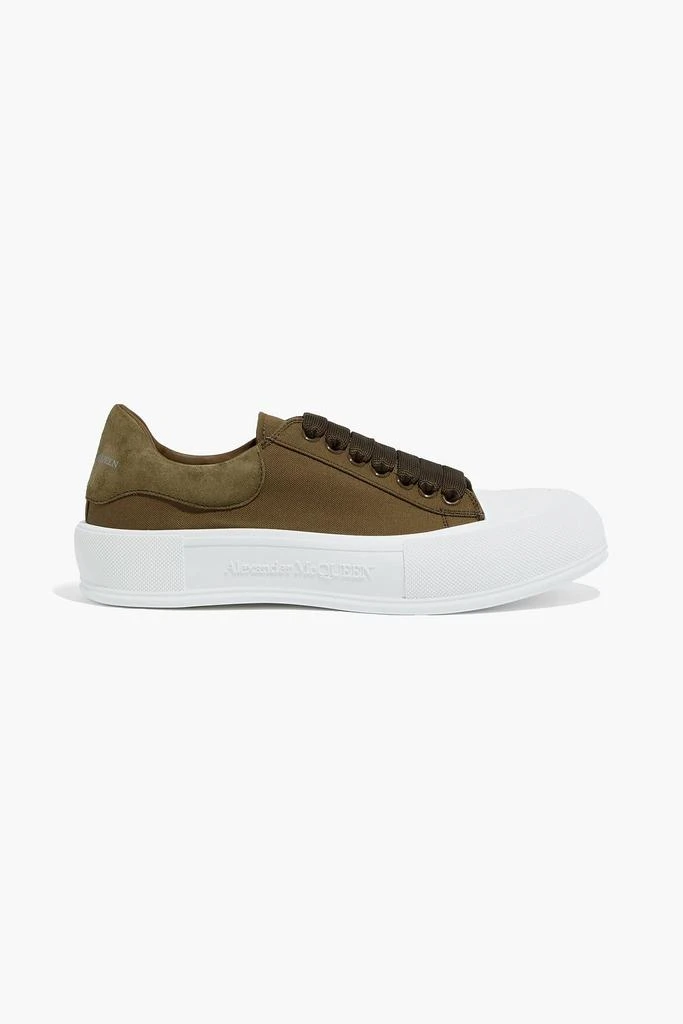 商品Alexander McQueen|Suede-trimmed woven platform sneakers,价格¥1066,第3张图片详细描述