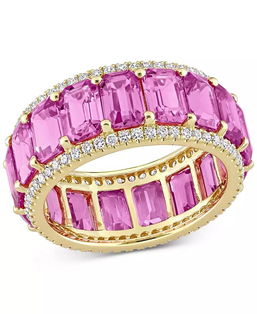 商品Macy's|Pink Sapphire (11-7/8 ct. t.w.) & Diamond (5/8 ct. t.w.) Eternity Band in 14k Gold,价格¥59058,第1张图片