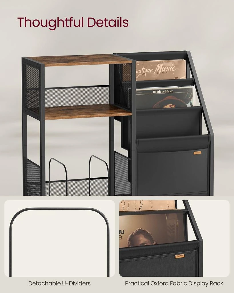商品Hivvago|3-Tier Record Player Stand for 140 Albums,价格¥1041,第5张图片详细描述