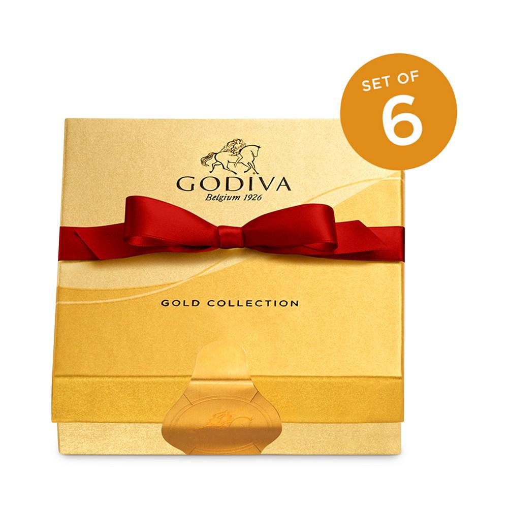 Holiday Assorted Chocolate Gold Favors with Red Ribbon, Set of 6商品第1张图片规格展示