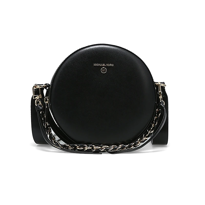 商品Michael Kors|Michael Kors DELANCEY中号女士牛皮革单肩斜挎圆饼包 32S0GD8C8L-BLACK,价格¥1364,第1张图片