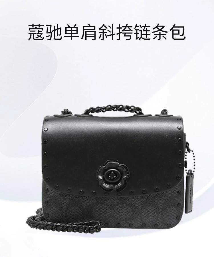 商品Coach|COACH 专柜款迷你女士PVC配皮单肩斜挎链条包C2462MWQV8,价格¥3768,第1张图片详细描述