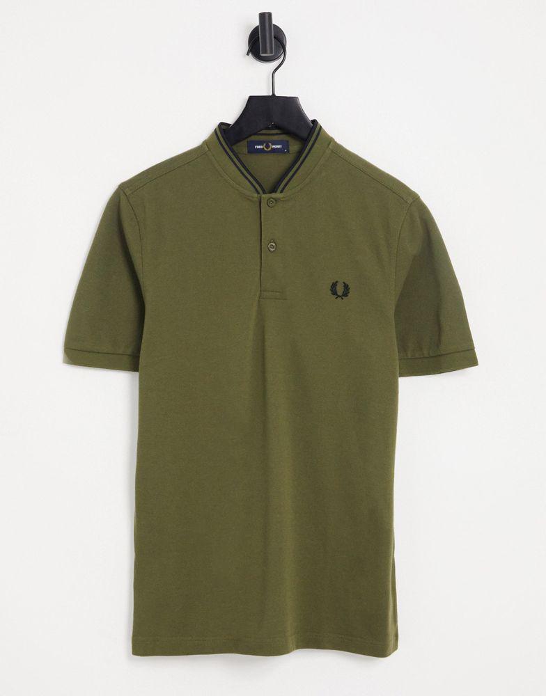 Fred Perry bomber collar pique polo shirt in green商品第1张图片规格展示