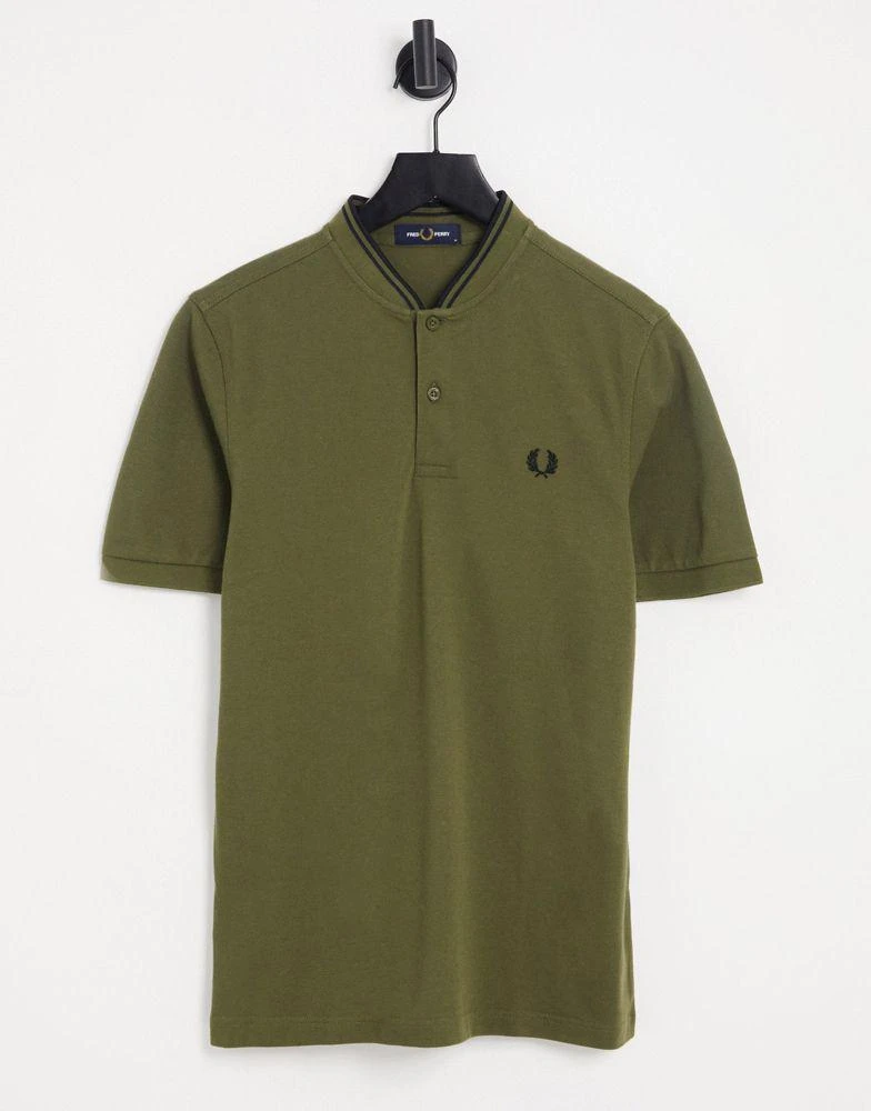 商品Fred Perry|Fred Perry bomber collar pique polo shirt in green,价格¥438,第1张图片