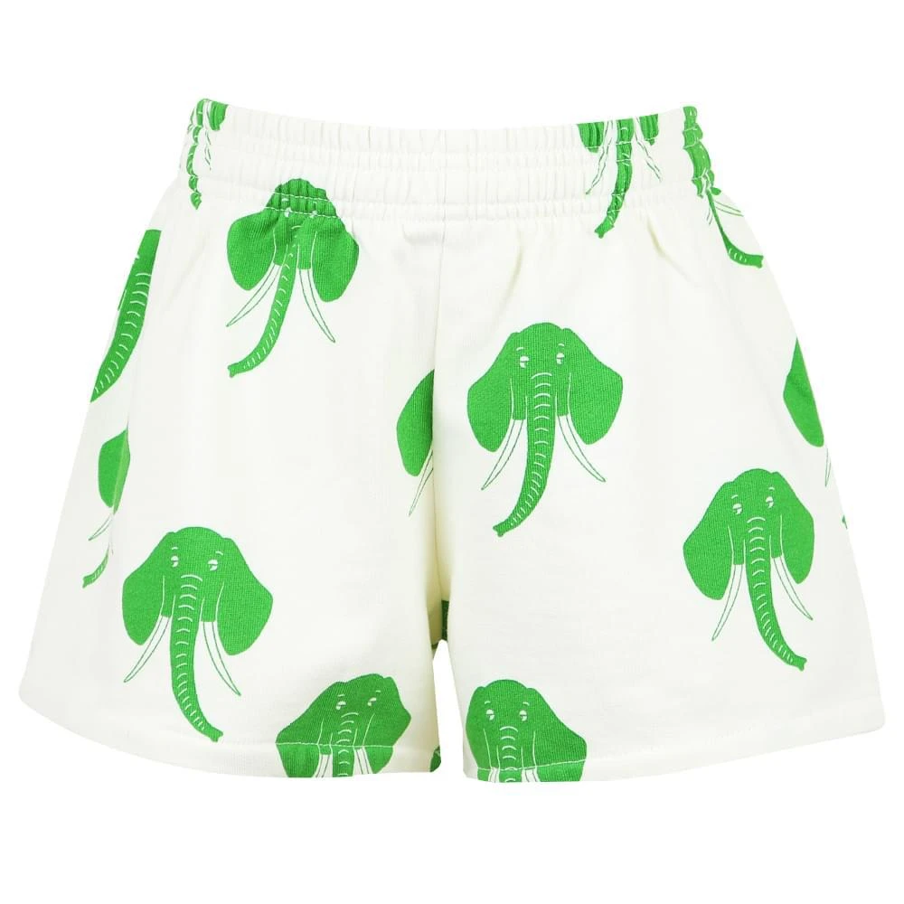 商品Mini Rodini|Ivory Elephant Cotton Shorts,价格¥103,第1张图片