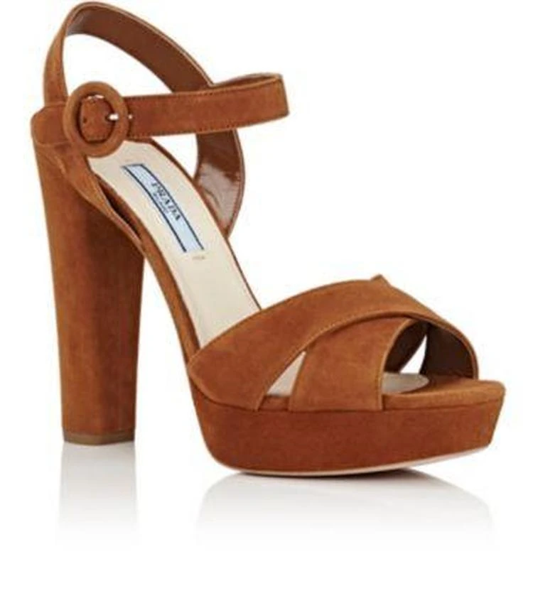 商品Prada|Suede Ankle-Strap Platform Sandals,价格¥2224,第2张图片详细描述