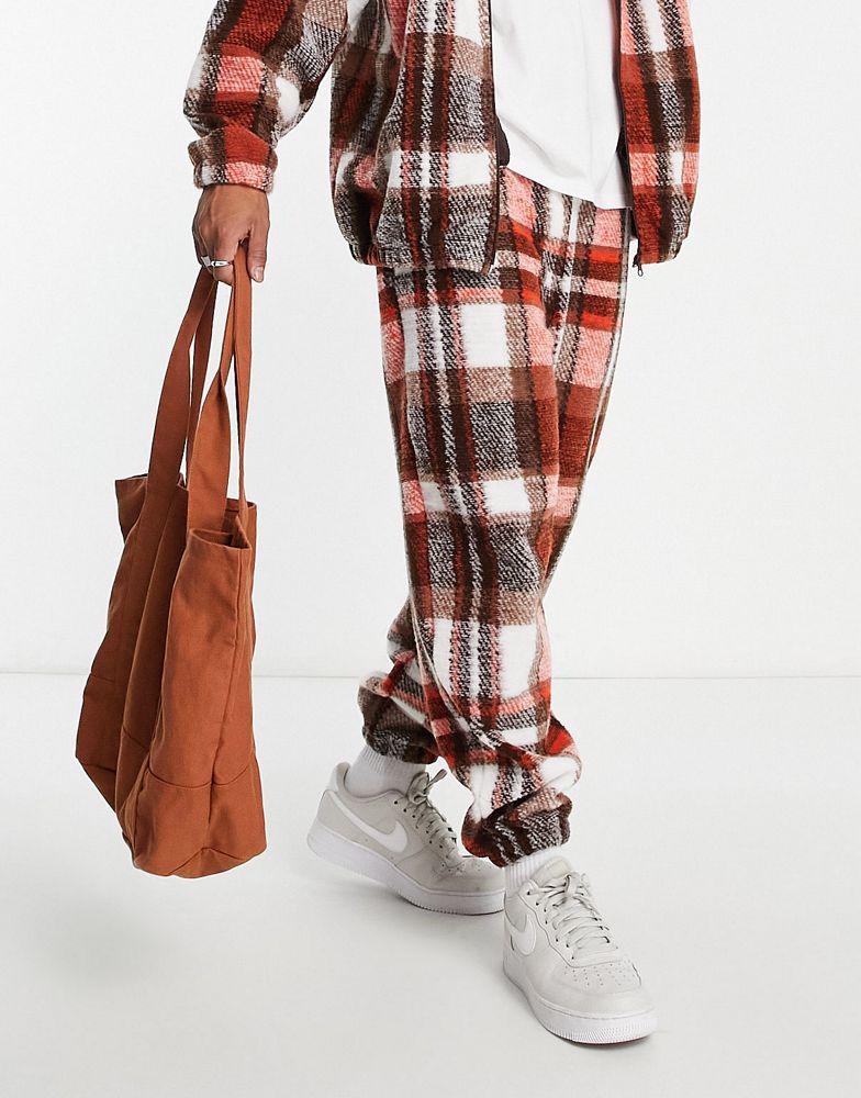 ASOS DESIGN co-ord oversized joggers in orange check texture商品第4张图片规格展示