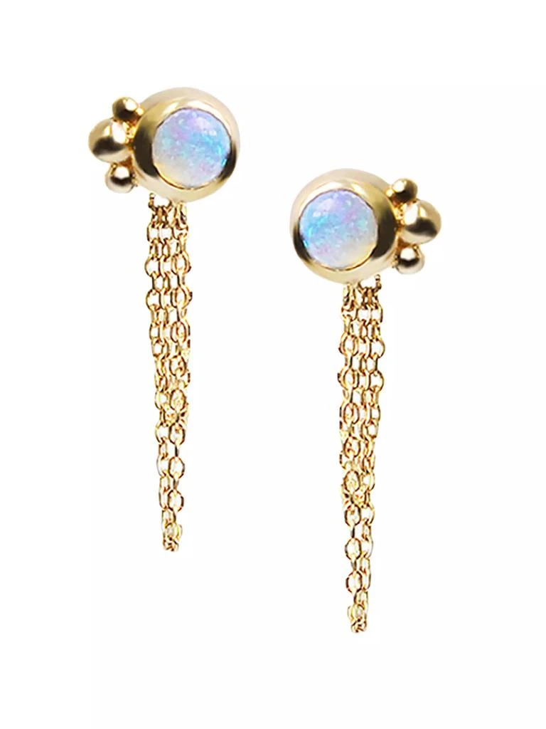 商品Anzie|Dew Drop Bonheur 14K Yellow Gold & Australian Opal Chain Drop Earrings,价格¥12363,第1张图片