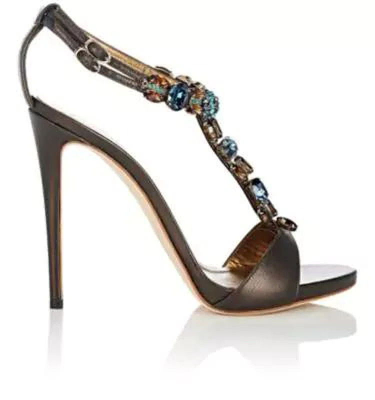 商品Giuseppe Zanotti|Jeweled Leather T-Strap Sandals,价格¥4531,第1张图片