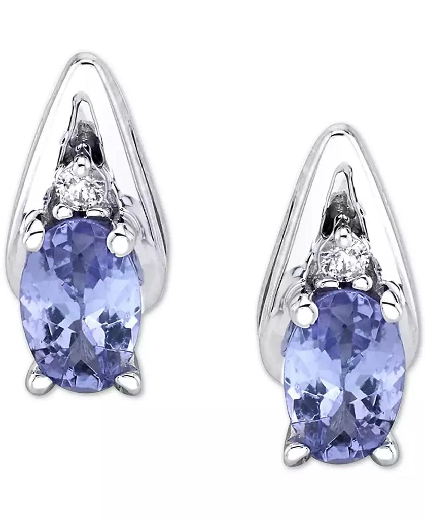 商品Macy's|Tanzanite (5/8 ct. t.w.) & Diamond Accent Stud Earrings in 14k White Gold,价格¥1499,第3张图片详细描述