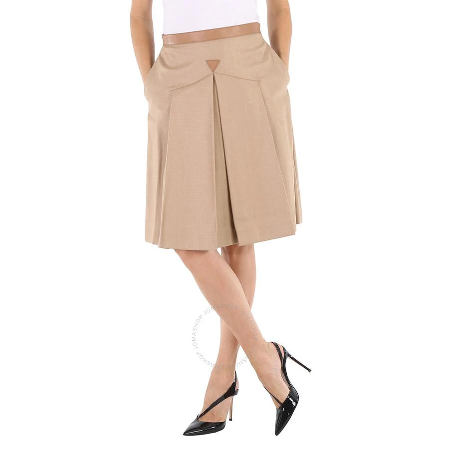 商品Burberry|Ladies Box-pleated Wool Silk Skirt With Lambskin Trim,价格¥1938,第1张图片