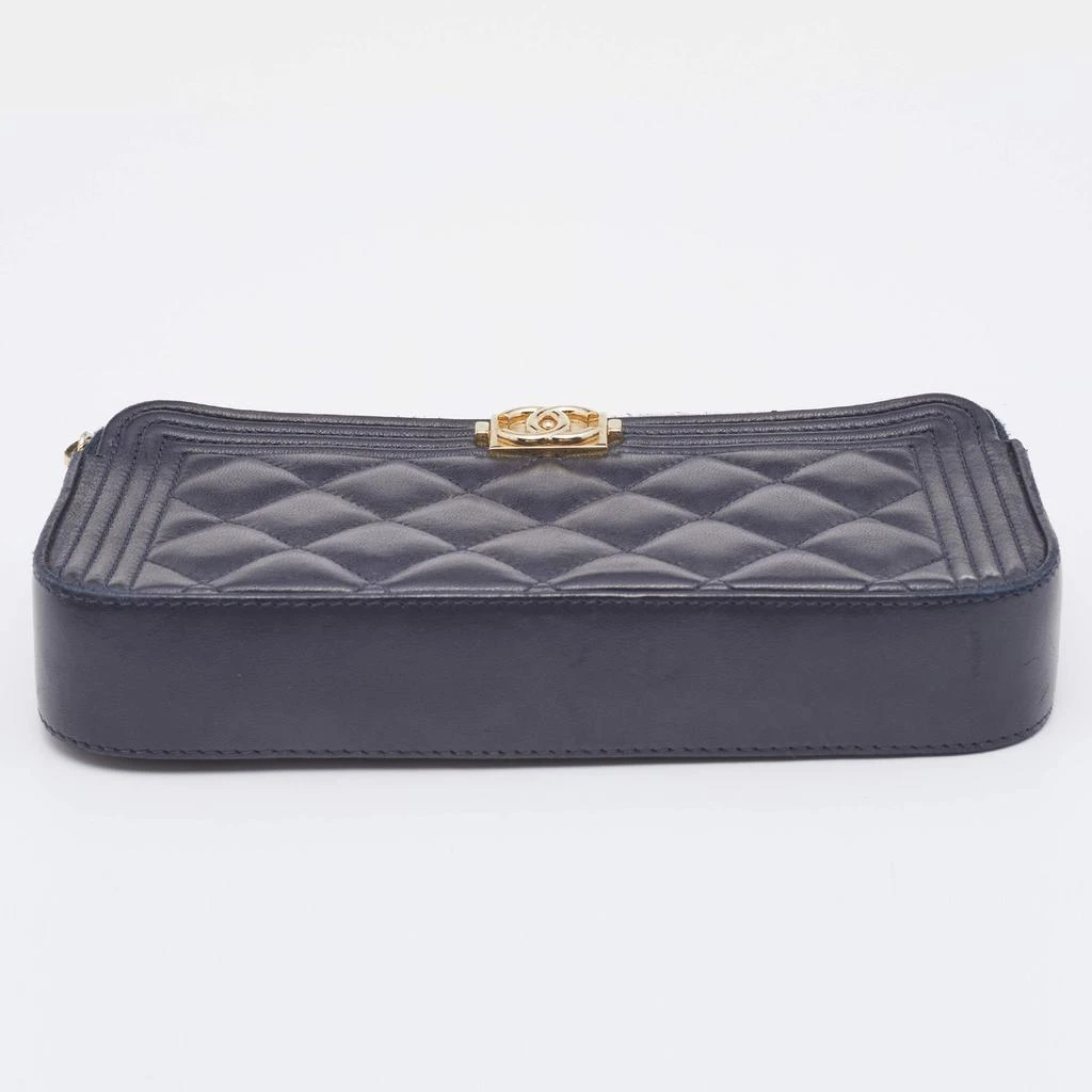 Chanel Navy Blue Quilted Leather Boy Double Zip Clutch 商品