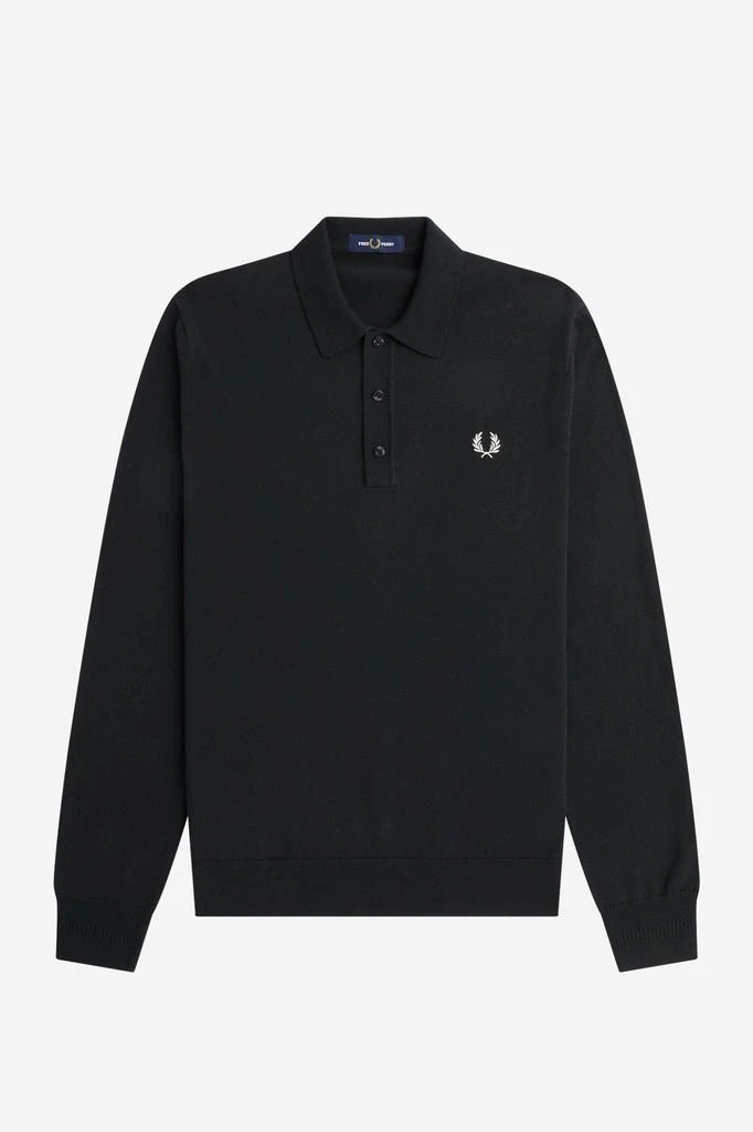 商品Fred Perry|Fred Perry K4535 Classic Knitted Shirt Long Sleeve - Night Green,价格¥1025,第1张图片