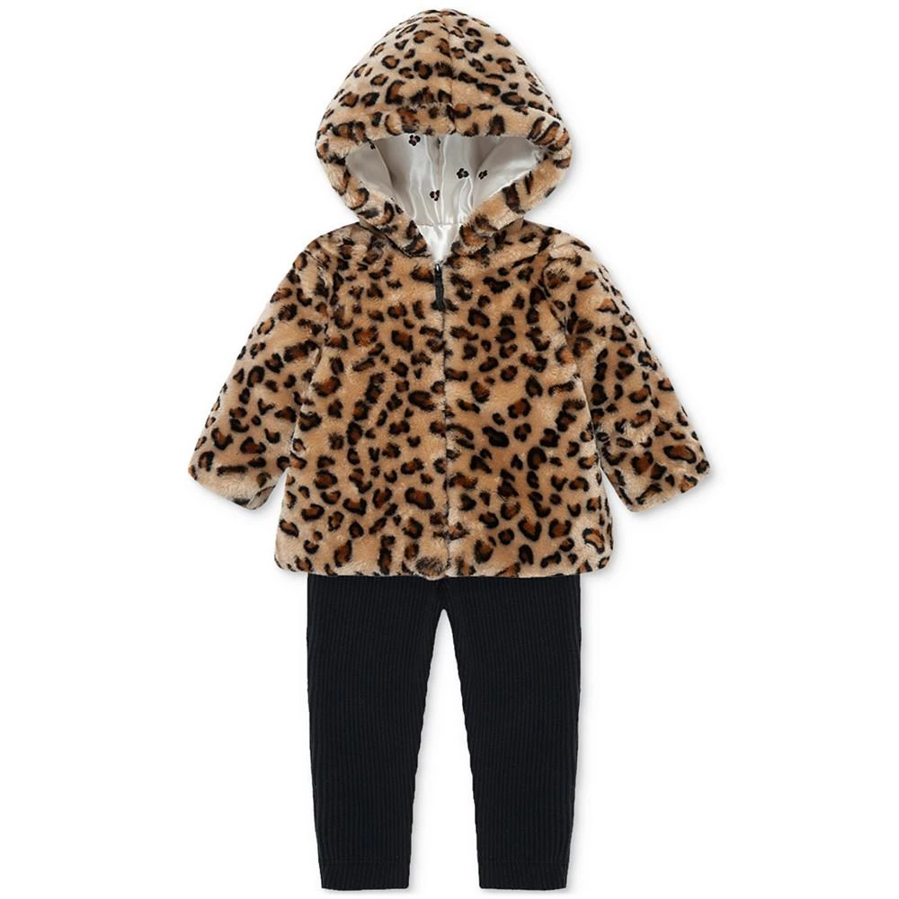 商品Little Me|Baby 3-Pc. Leopard-Print Faux-Fur Jacket, Printed Top & Leggings Set,价格¥304,第1张图片