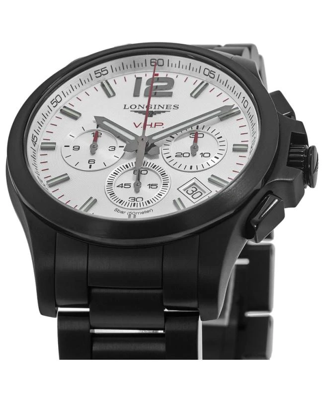 商品Longines|Longines Conquest V.H.P. Black Steel Silver Chronograph Dial Men's Watch L3.717.2.76.6,价格¥7653,第2张图片详细描述