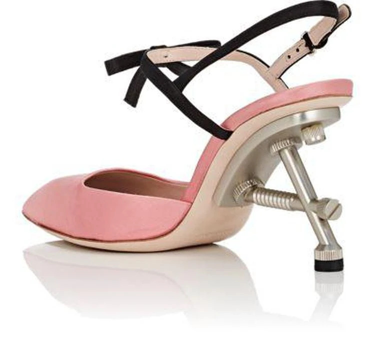 商品Miu Miu|Structured-Heel Satin Ankle-Strap Pumps,价格¥5202,第3张图片详细描述