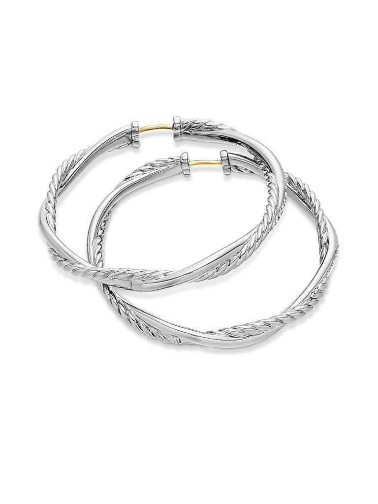 商品David Yurman|Infinity Hoop Earrings in Sterling Silver with Diamonds, 42MM,价格¥14424,第4张图片详细描述
