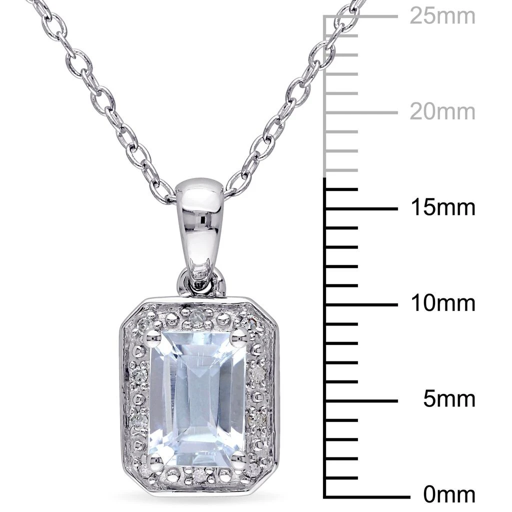 商品Mimi & Max|1ct TGW Emerald Cut Aquamarine and Diamond Pendant with Chain in Sterling Silver,价格¥464,第3张图片详细描述