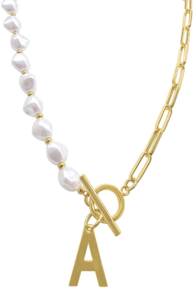 商品ADORNIA|Imitation Pearl & Paperclip Chain Initial Pendant Necklace,价格¥221,第2张图片详细描述