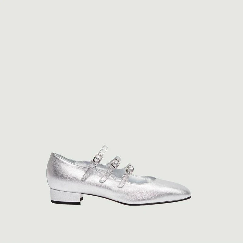 商品Carel|Ariana lamé leather slippers Argent CAREL,价格¥3436,第1张图片