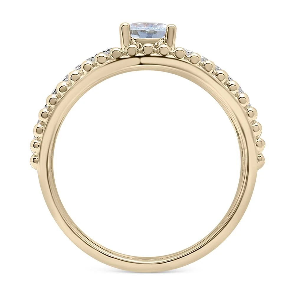 商品Macy's|Aquamarine (3/4 ct. t.w.) & Diamond (1/10 ct. t.w.) 3-Row Ring in 14k Yellow Gold,价格¥6507,第3张图片详细描述