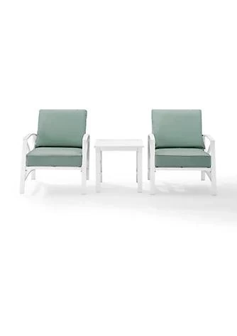 商品Crosley Furniture|Furniture Crosley Furniture Ko60016wh Mi Kaplan 3 Piece Outdoor Chat Set In White With Mist Cushions   150.75 X 142.5 X 33 In.,价格¥5038,第1张图片