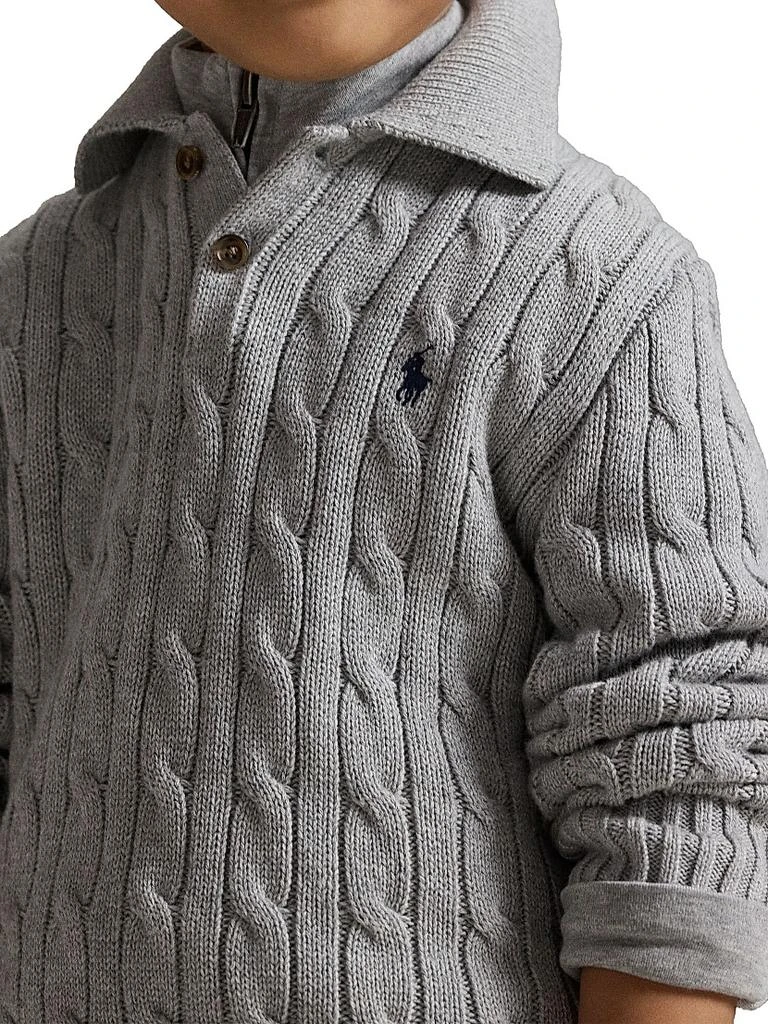 Little Boy's & Boy's Cable-Knit Cotton Collared Sweater 商品