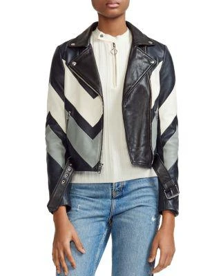 商品Maje|Barame Chevron Leather Jacket,价格¥2503,第1张图片