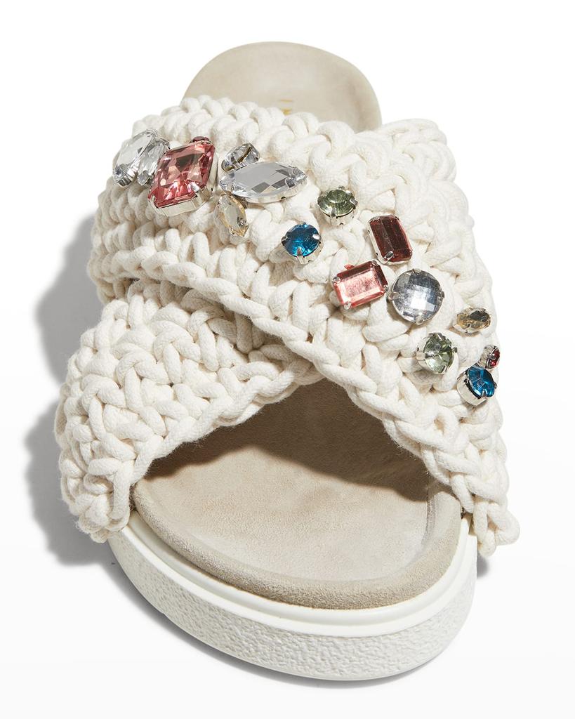 Cotton Crochet Crisscross Crystal Sandals商品第5张图片规格展示