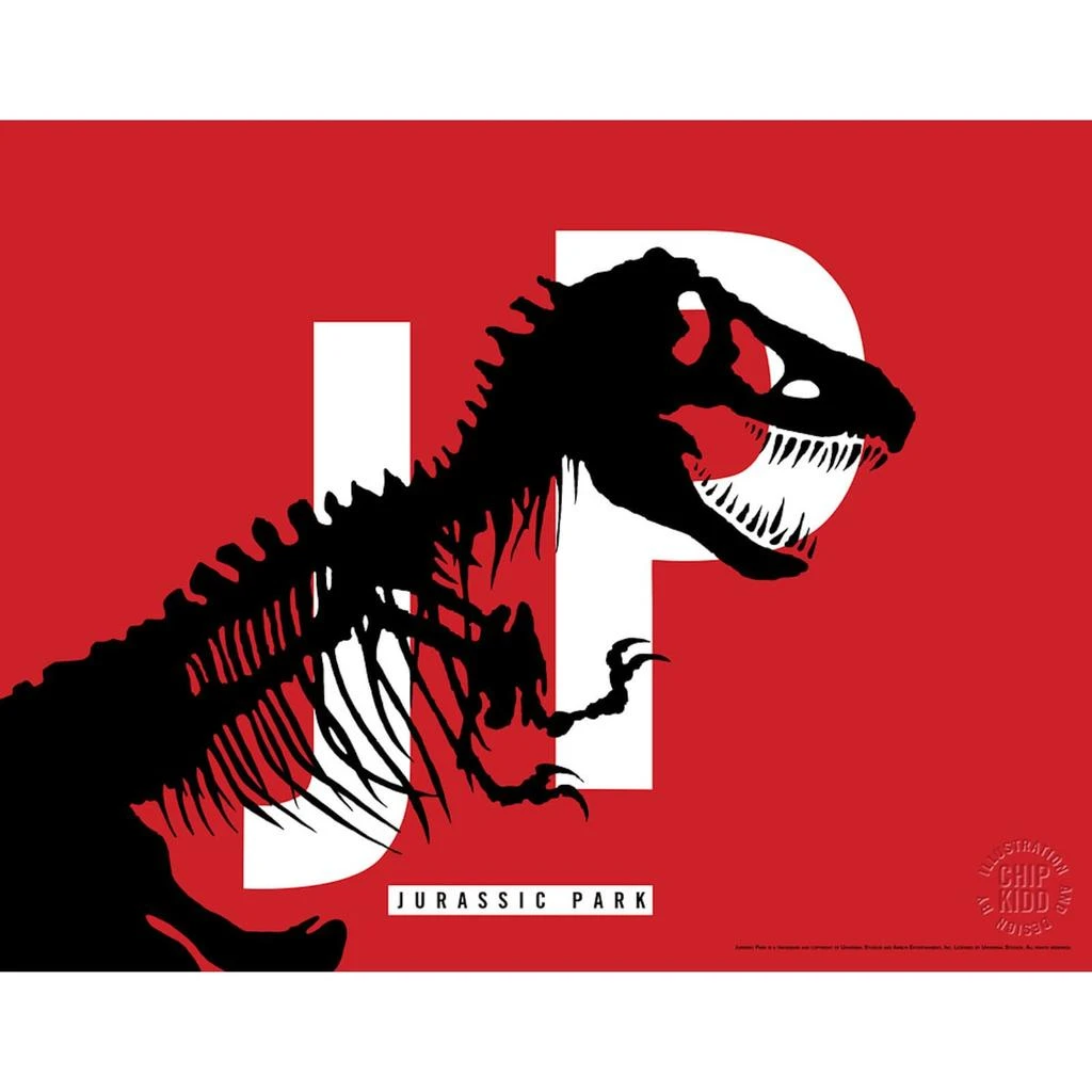 商品Zavvi Gallery|Jurassic Park Original Logo Screenprint with Letterpress by Chip Kidd - Red,价格¥332,第1张图片详细描述