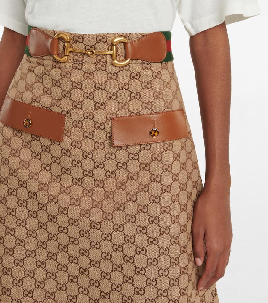 商品Gucci|Horsebit GG帆布中长半身裙,价格¥18074,第6张图片详细描述