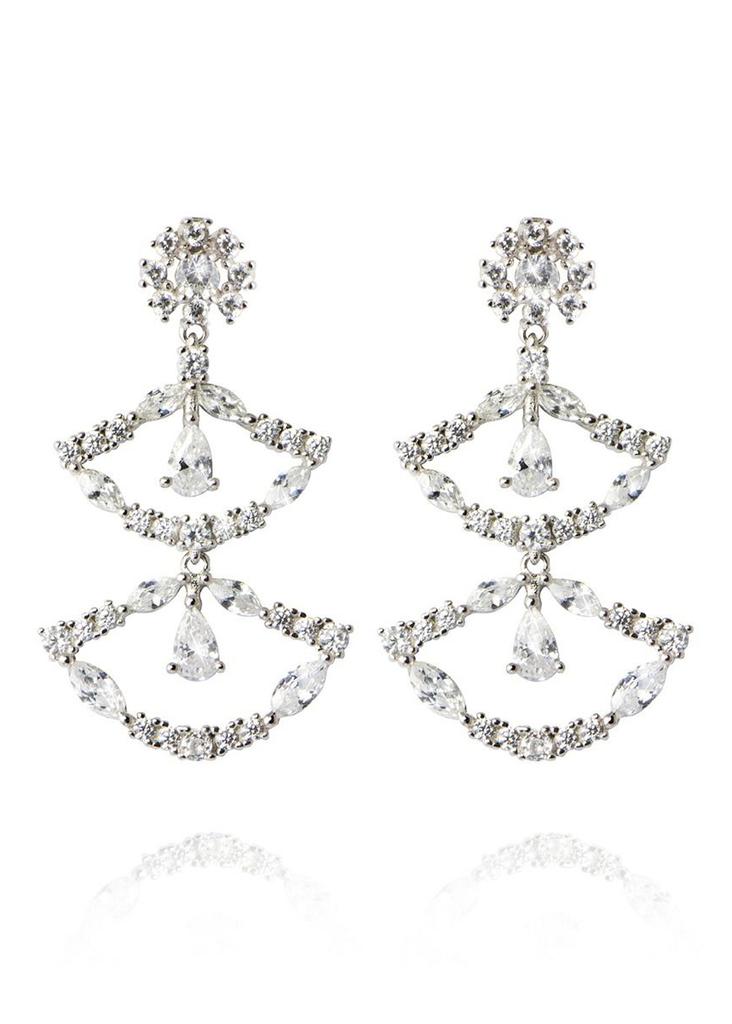 Sterling silver cubic zirconia dandelion blossom earrings商品第1张图片规格展示