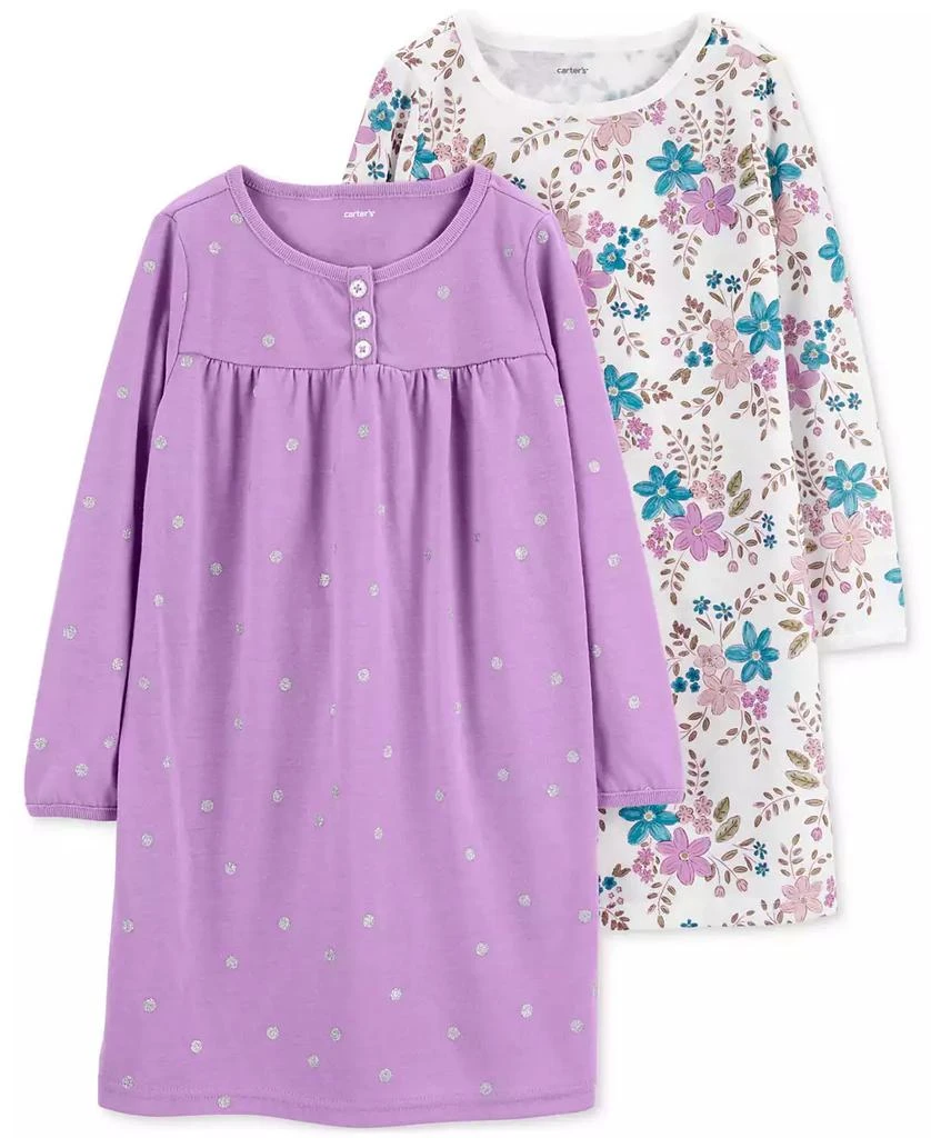 商品Carter's|Toddler, Little & Big Girls Floral-Print Jersey Nightgowns, 2 Pack,价格¥271,第1张图片