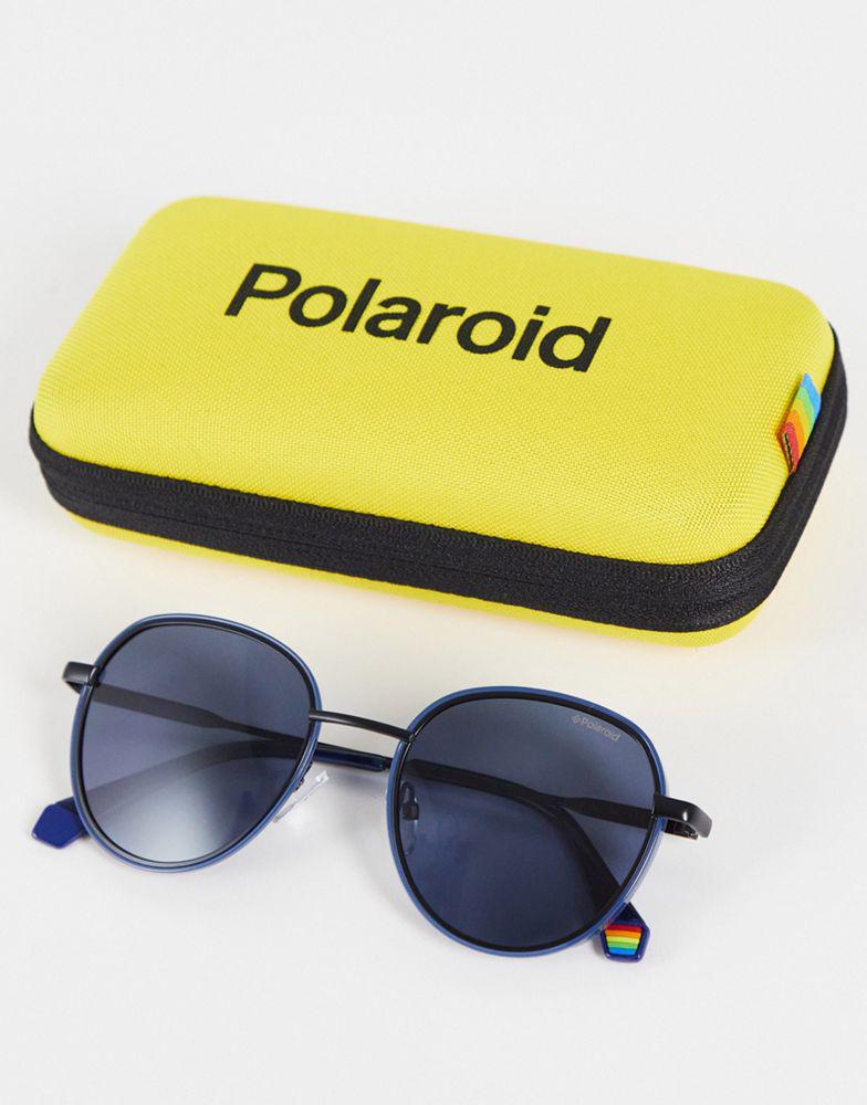 Polaroid round sunglasses in blue商品第3张图片规格展示