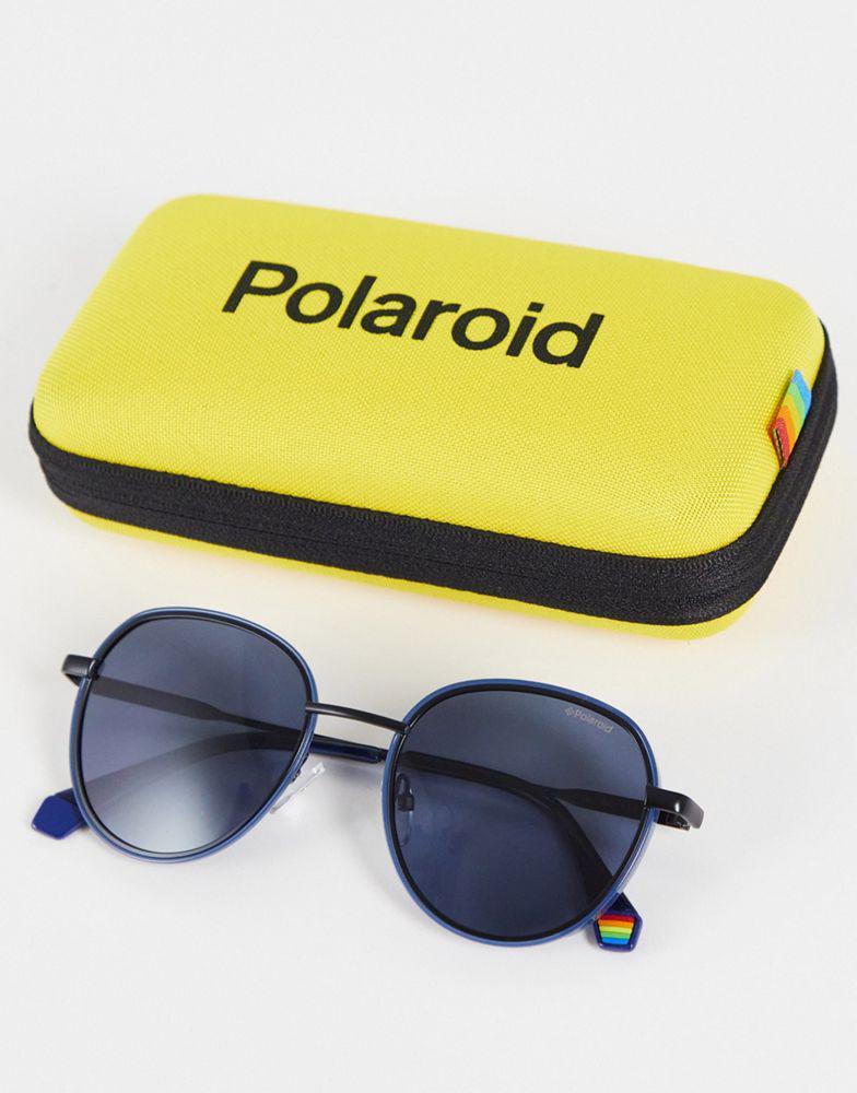 商品Polaroid|Polaroid round sunglasses in blue,价格¥265,第5张图片详细描述
