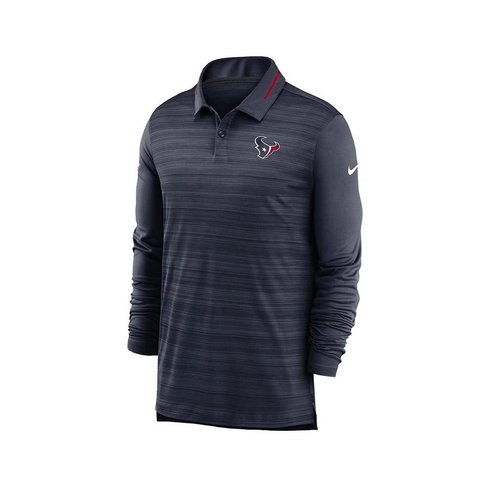 商品NIKE|Men's Heathered Navy Houston Texans Sideline Performance Long Sleeve Polo Shirt,价格¥458,第3张图片详细描述